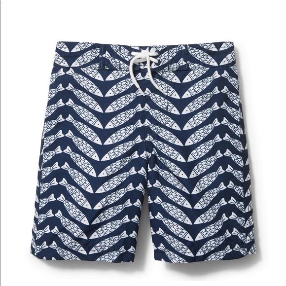 NWT 3T Janie and Jack Navy Fish Print Board Shorts - Picture 5 of 5